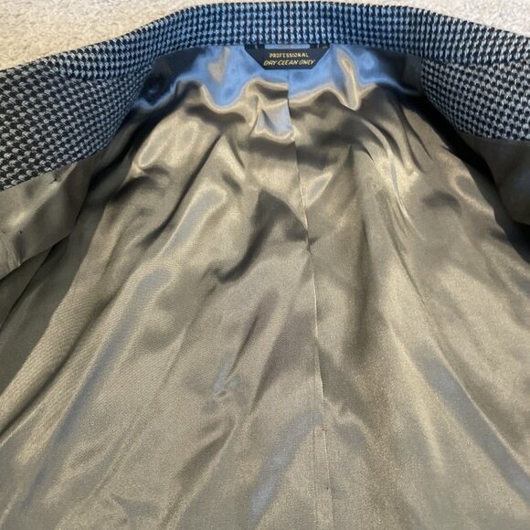 Harve Bernard Houndstooth Sportcoat Blazer Jacket Mens Blazer 46R Gray Blue READ - Picture 11 of 15